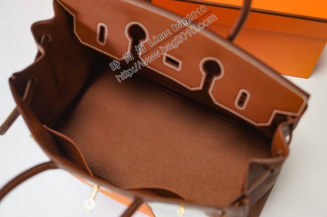 Hermes女包 愛馬仕經典款birkin女包 拼皮撞色帆布鉑金 Hermes鉑金手提女包  am2069